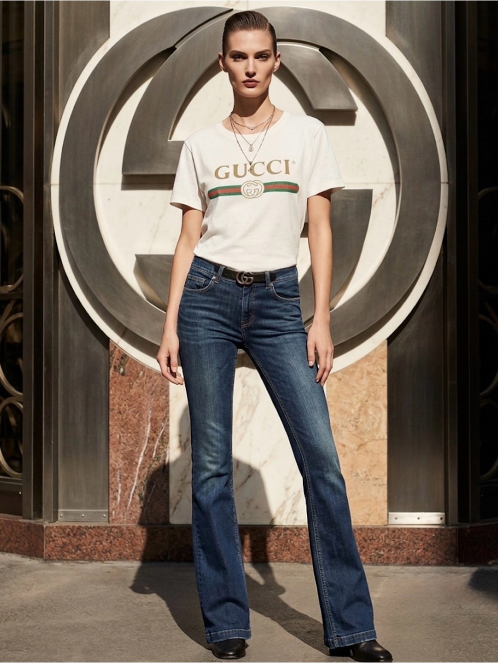 Authentic Gucci luxury designer signature denim jeans sz 42 US 6